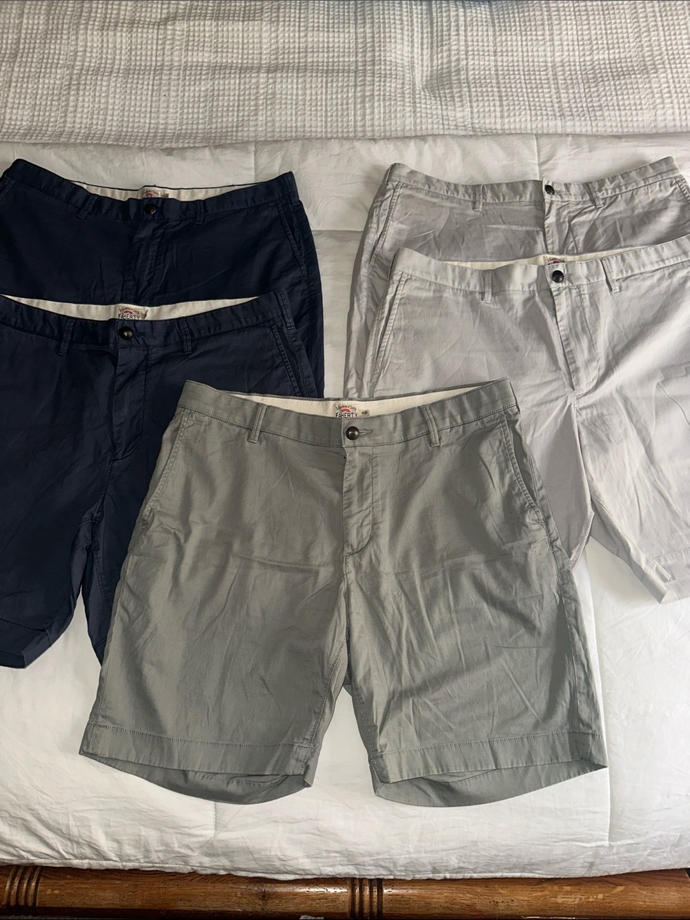 EUC! (5) Faherty Chino 8" Shorts Men's Flat Front Waist 35